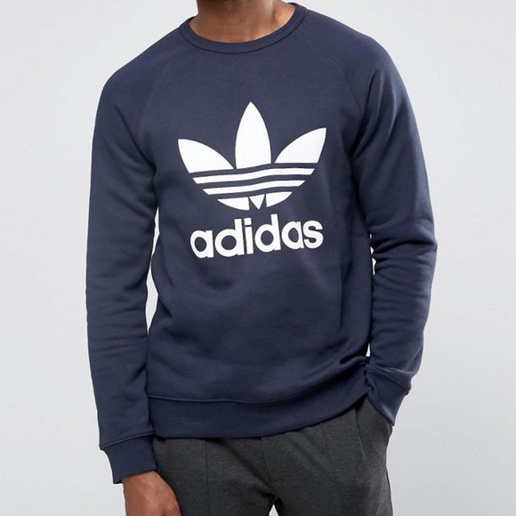 adidas Tops - Adidas Trefoil Navy and White Crew Neck Sweatshirt